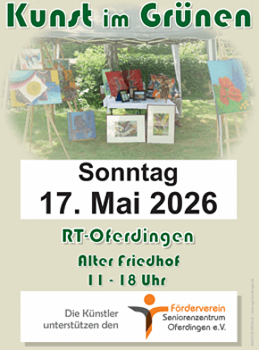 Kunst im Grünen auf dem Alten Friedhof in RT-Oferdingen am 17. Mai 2026 Kunst im Grünen am 17.05.2026 in Oferdingen